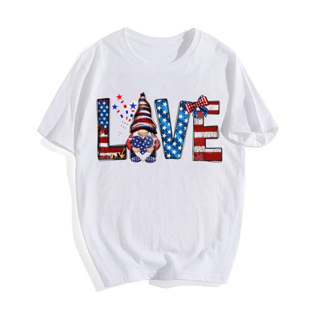 4th Of July Love Gnome T-shirt Happy Independence Day