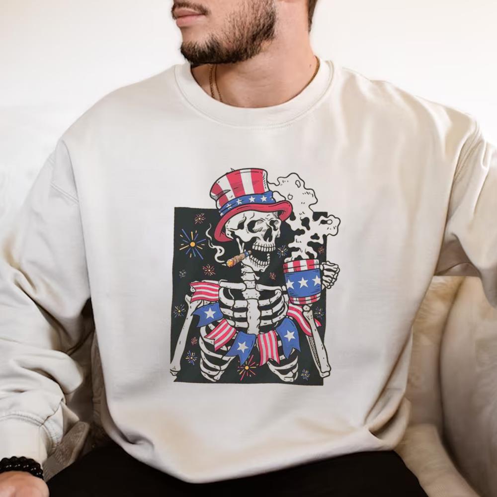 4th Of July Patriotic Skeleton Patriotic Shirt, Independence Day T-Shirt