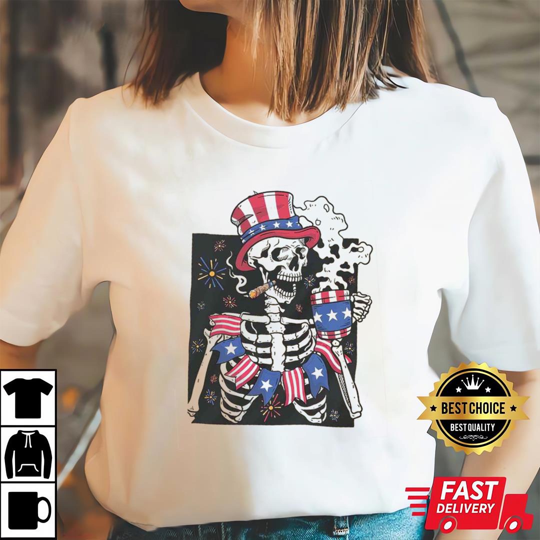 4th Of July Patriotic Skeleton Patriotic Shirt, Independence Day T-Shirt