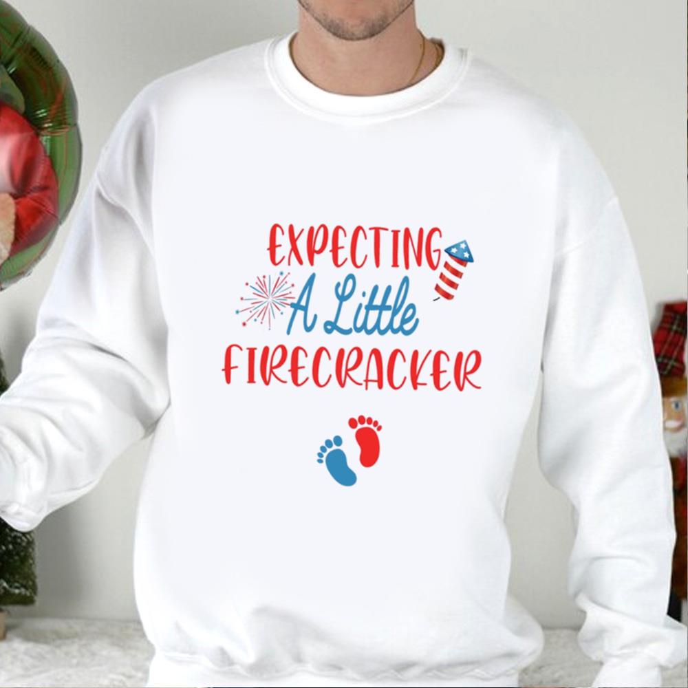 4th Of July Pregnancy Announcement T-shirt, Expecting Little Firecracker, Patriotic Baby Reveal
