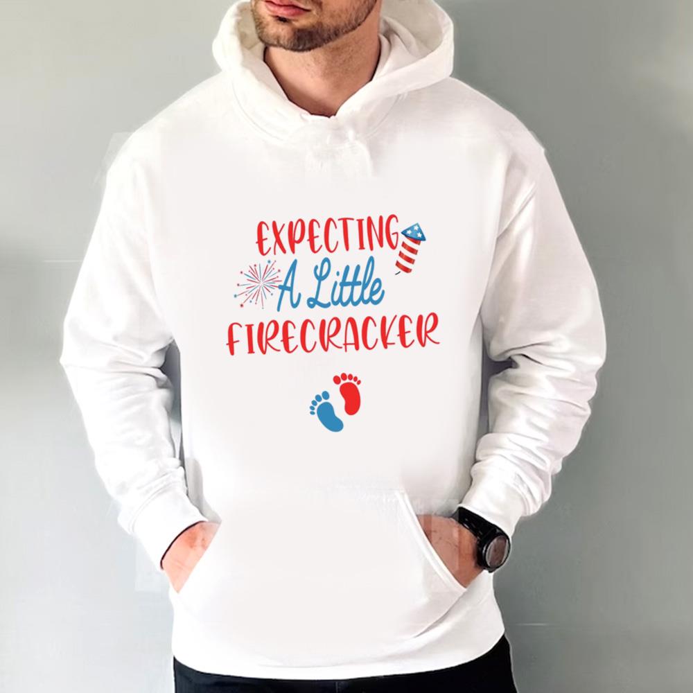 4th Of July Pregnancy Announcement T-shirt, Expecting Little Firecracker, Patriotic Baby Reveal