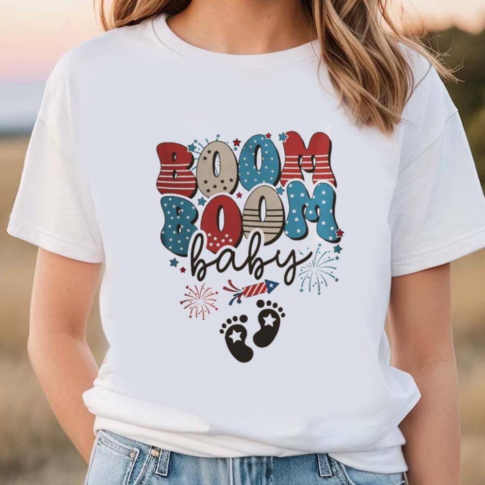 4th Of July Pregnancy Reveal Shirt, Boom Boom Baby Shirt, Patriotic Maternity Tshirt