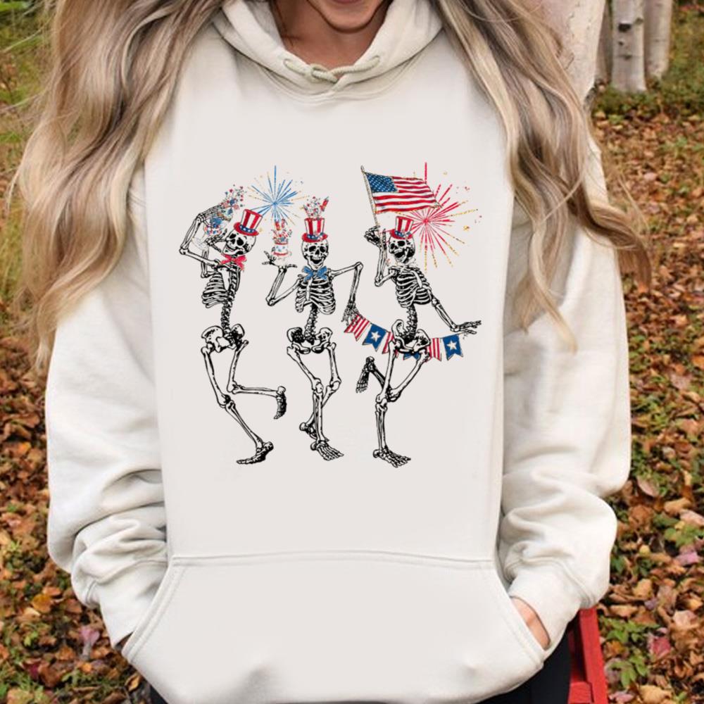 4th Of July Skellies, 4th Of July Shirts, Dancing Skeleton Shirt, American Flag Shirt
