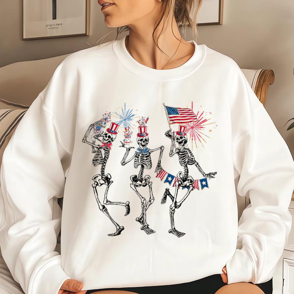 4th Of July Skellies, 4th Of July Shirts, Dancing Skeleton Shirt, American Flag Shirt