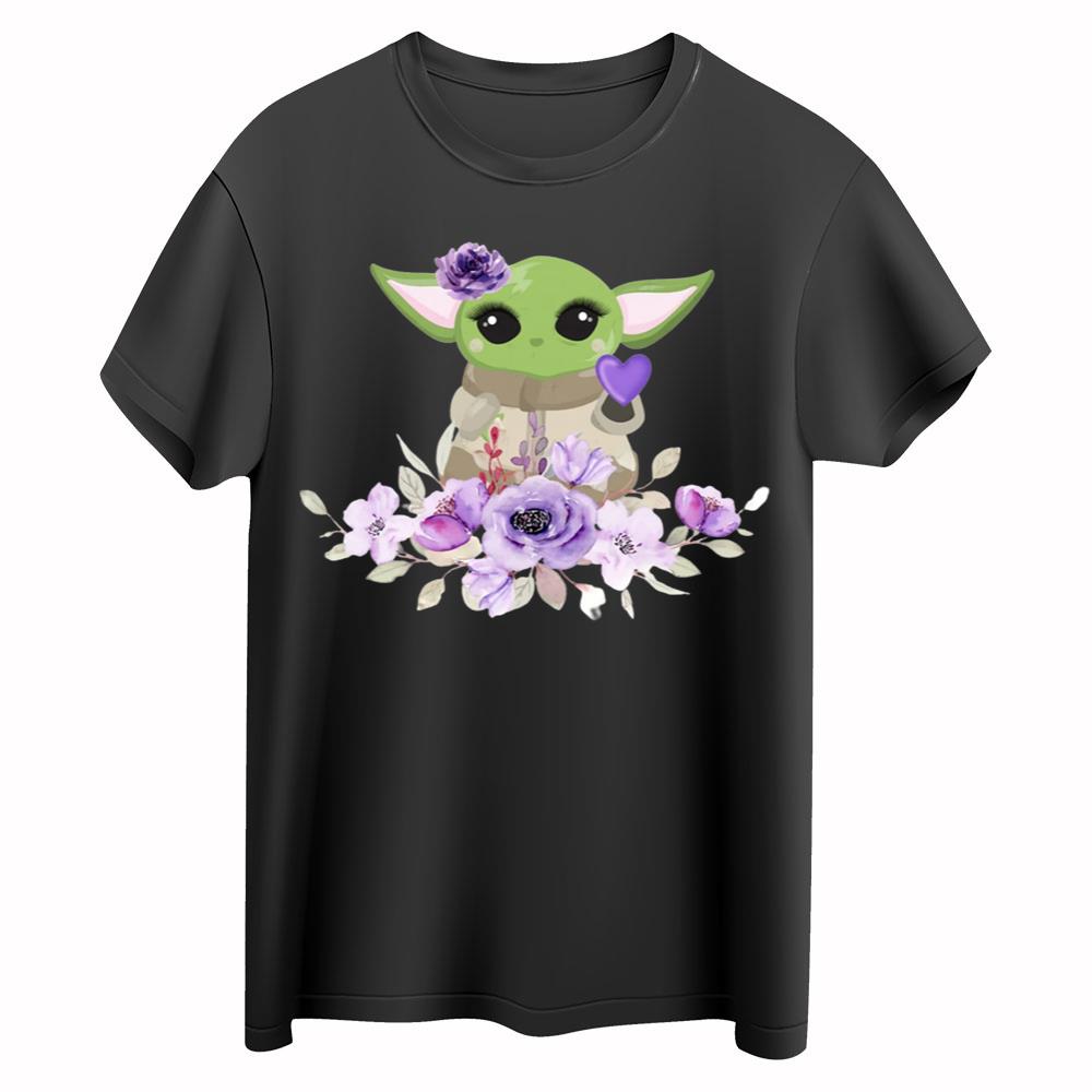 Aby Yoda Girl With Ring Of Flowers Shirt, Baby Yoda Shirt, Star Wars Shirt