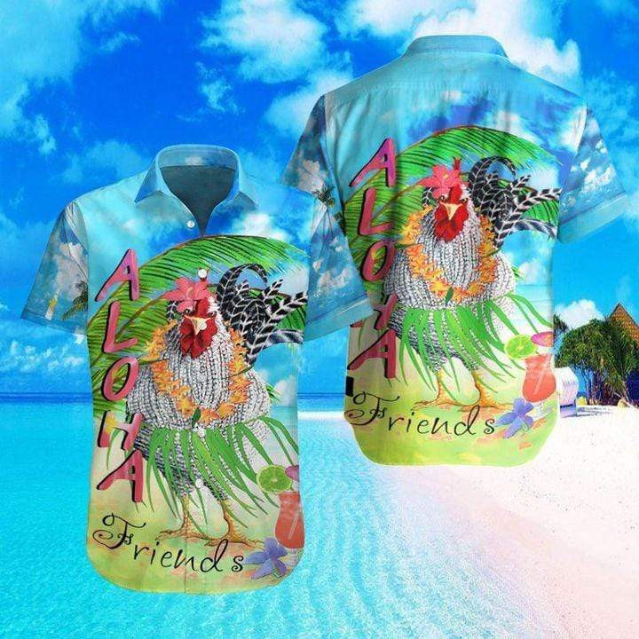 Aloha Rooster Friends Summer Vibes Hawaiian Shirt
