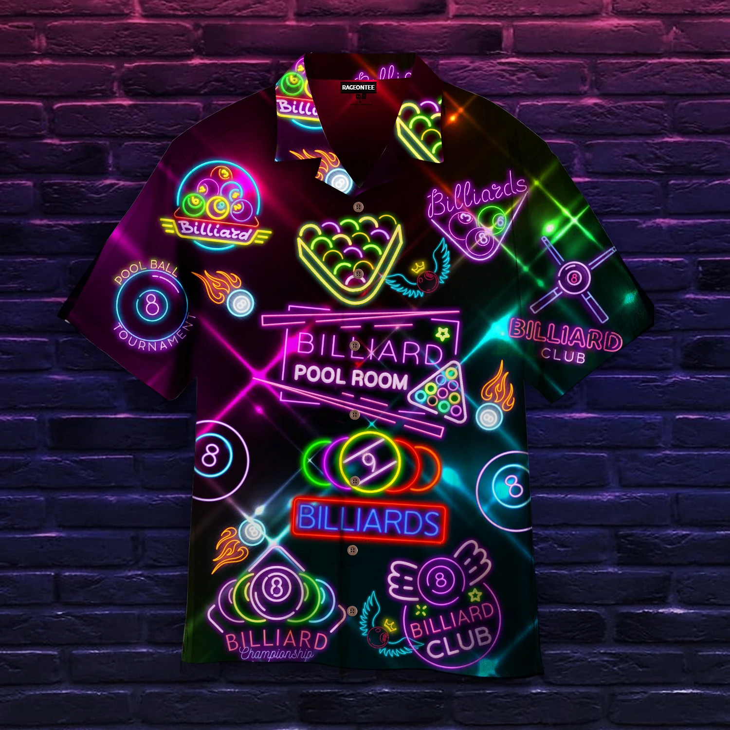 Billiard Club Neon Hawaiian Shirt