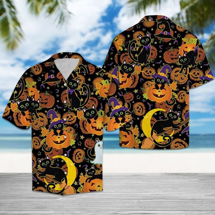 Black Cat Hawaiian Shirt