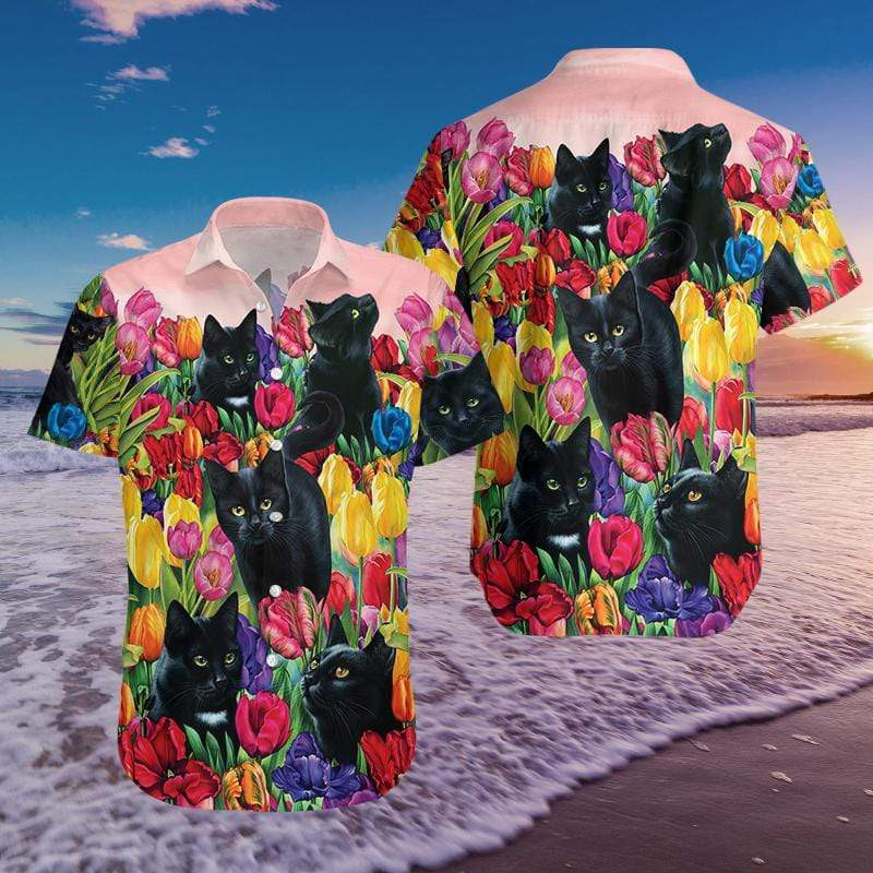 Black Cat Hawaiian Shirt Unisex