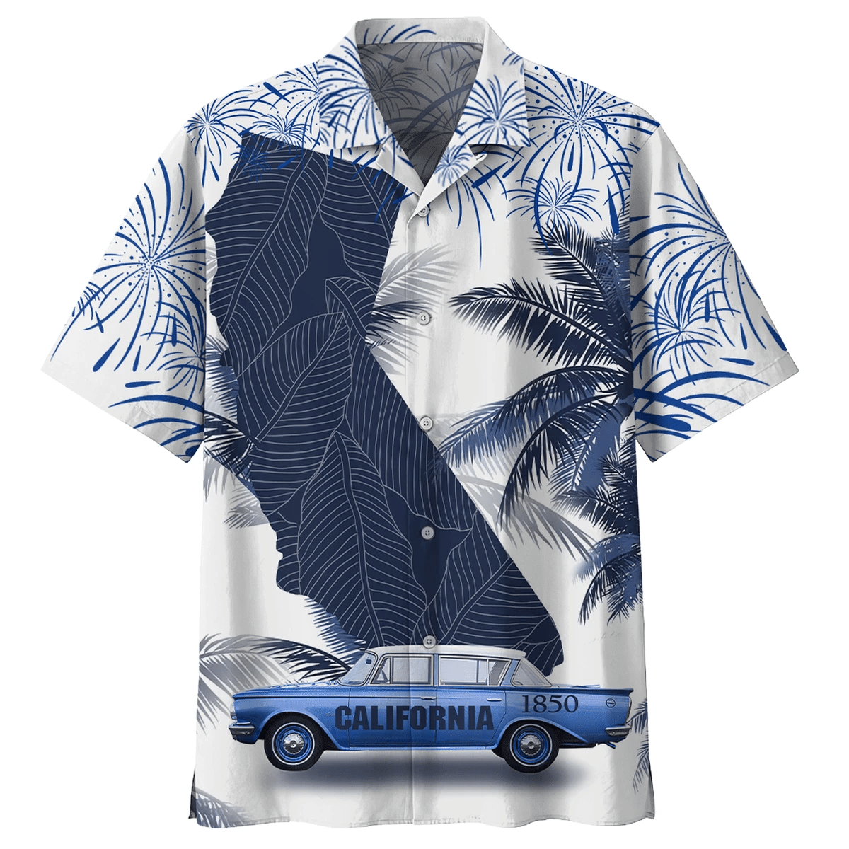 California Map Palm Tree Hawaiian Aloha Shirts