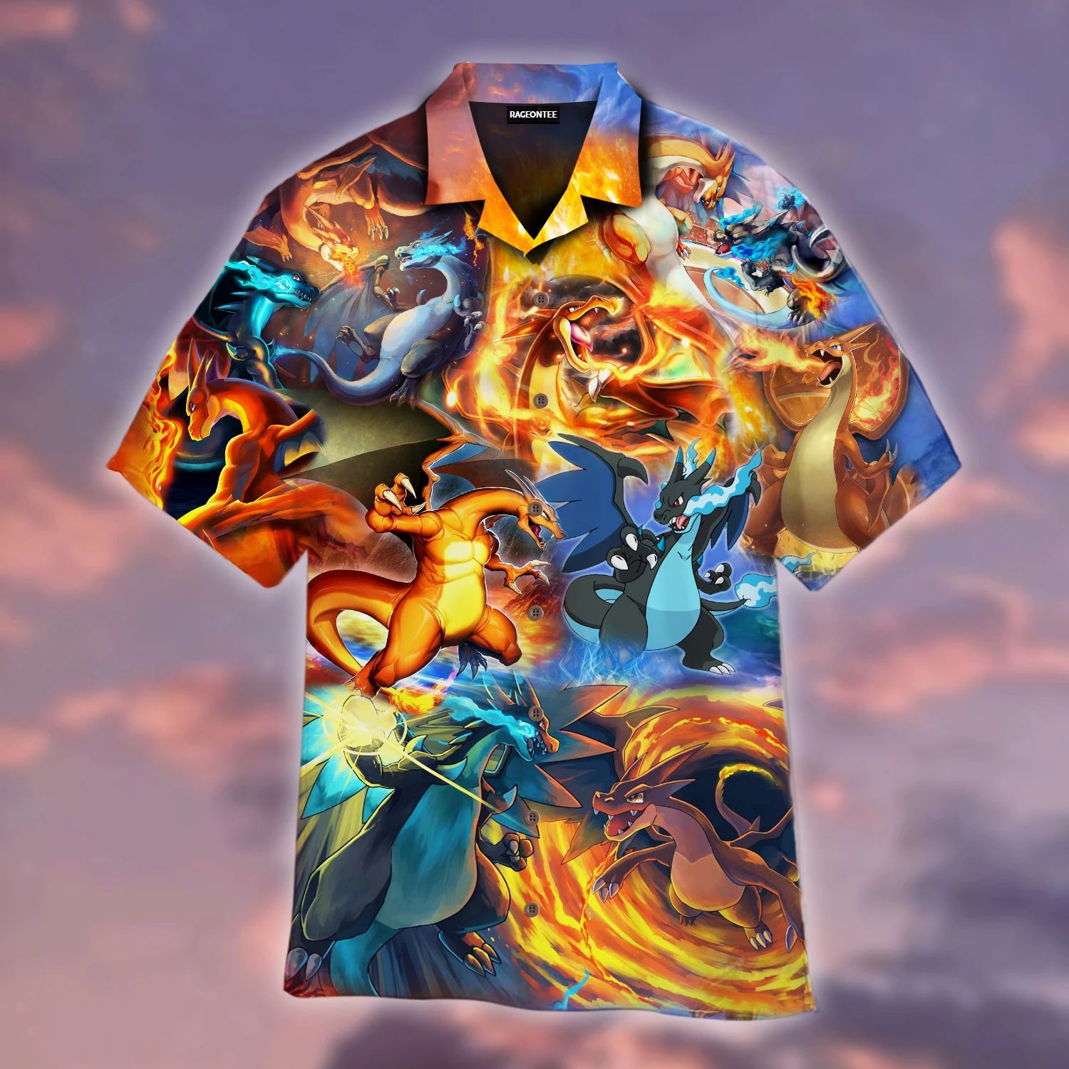 Charizard Ice And Fire Dragon Combat Hawaiian Shirt