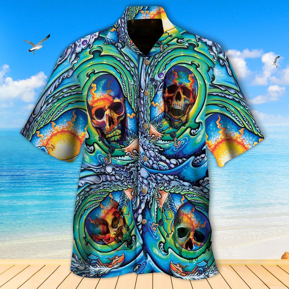 Colorful Skulls Hawaiian Shirt