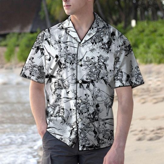 Cowboy Black And White Hawaiian Shirt