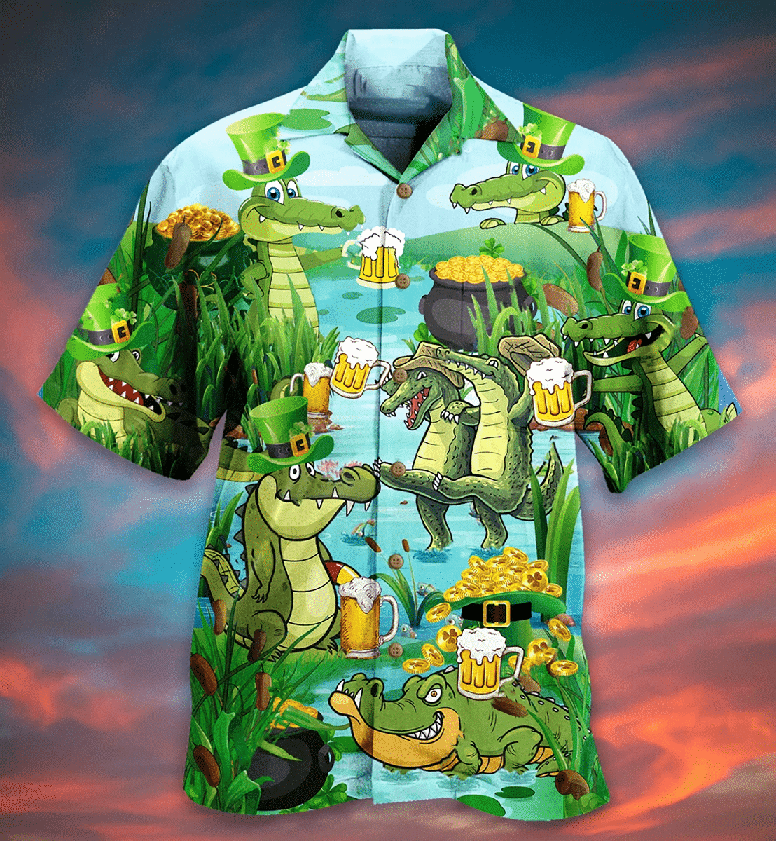 Crocodile Loves Beer Hawaiian Shirt