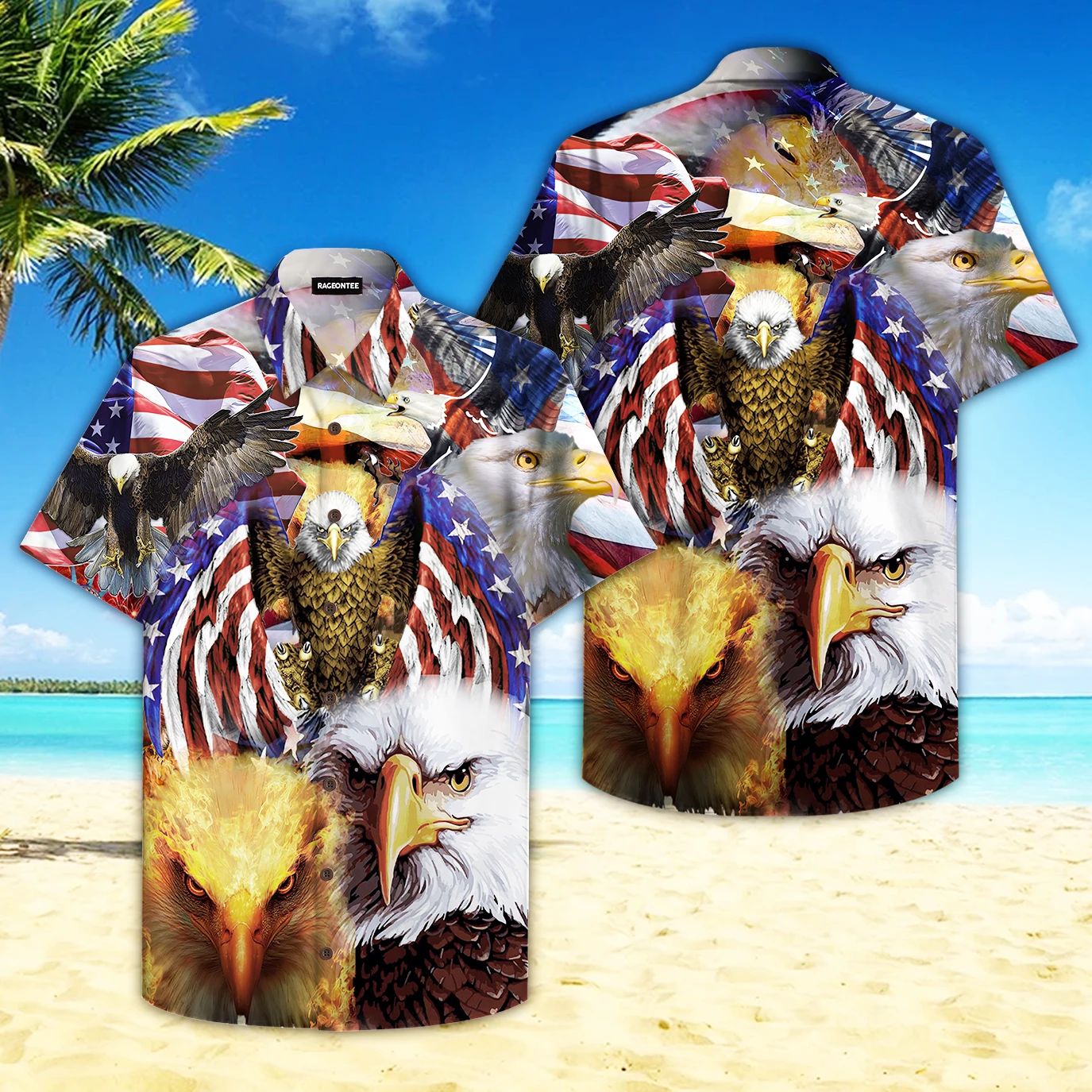Eagle And America Flag Hawaiian Shirt