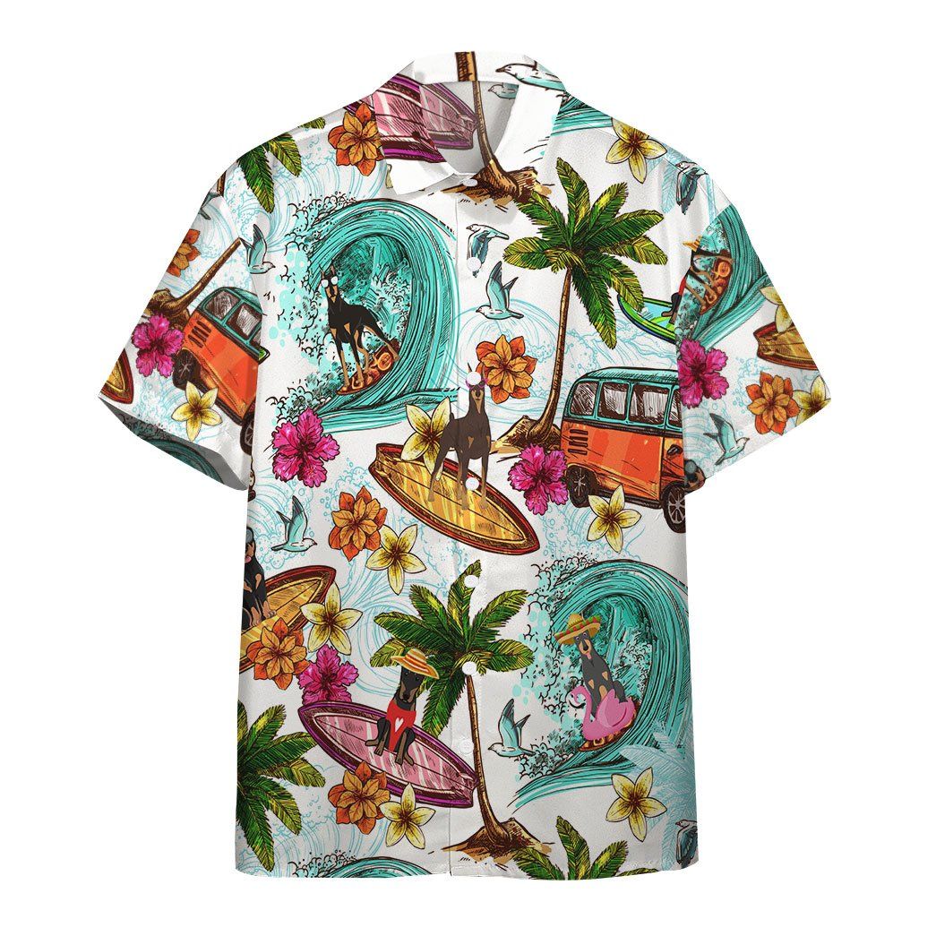 Enjoy Surfing With Doberman Pinscher Dog Hawaiian Shirt