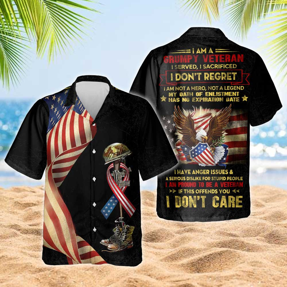 Grumpy Veteran I Served I Sacrificed I Dont Regret Hawaiian Shirt
