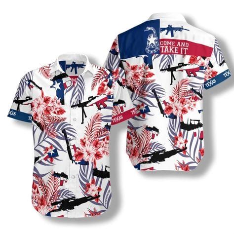Hawaiian Aloha Shirts Come And Take It Texas Gun Lover