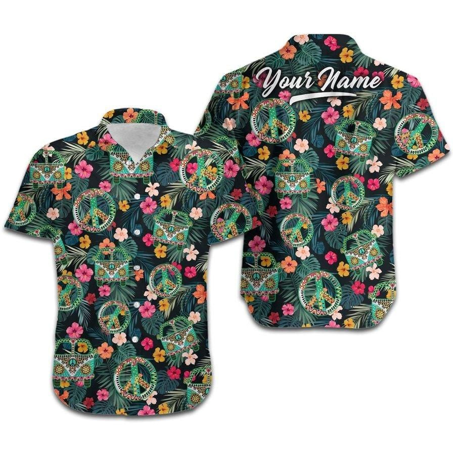 Hawaiian Aloha Shirts Hippie Car Peace Symbols Custom Name