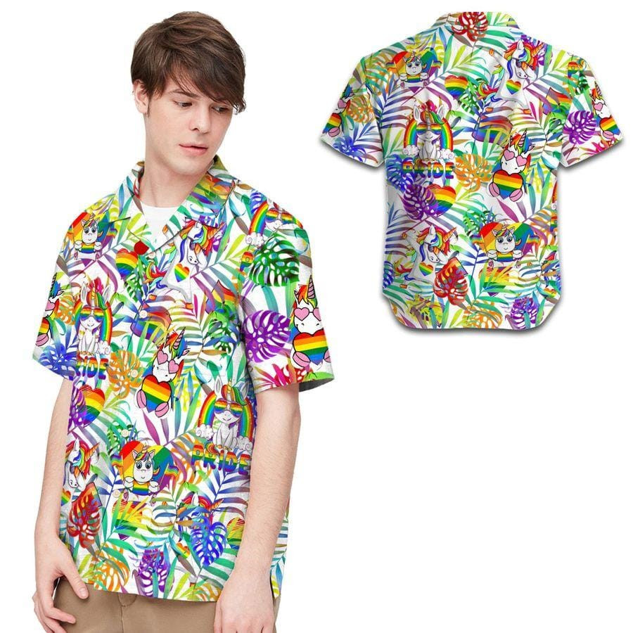 Hawaiian Aloha Shirts Rainbow Unicorn Tropical