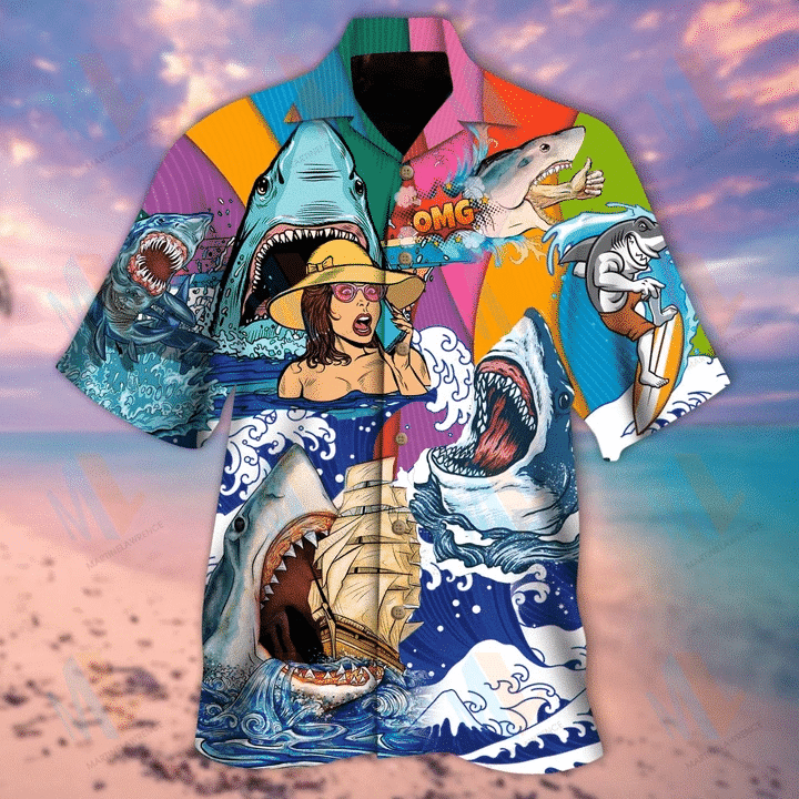 Hippie Sharks On Sea Hawaiian Shirt
