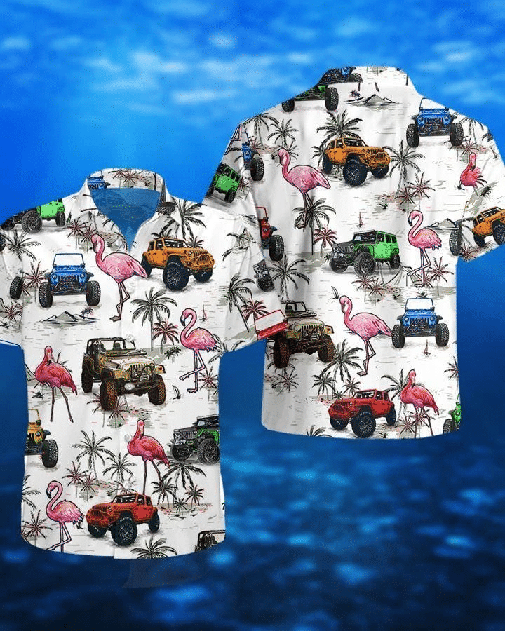 Jeep Flamingo Hawaiian Shirt