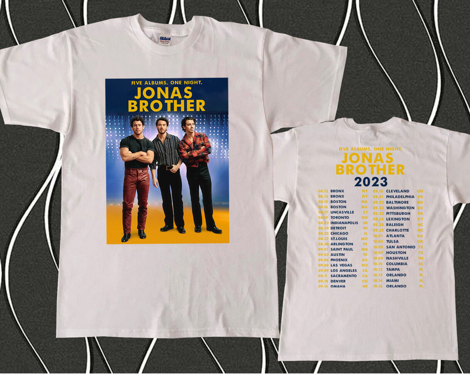 Jonas Brothers Five Albums One Night The Tour 2023 TShirts