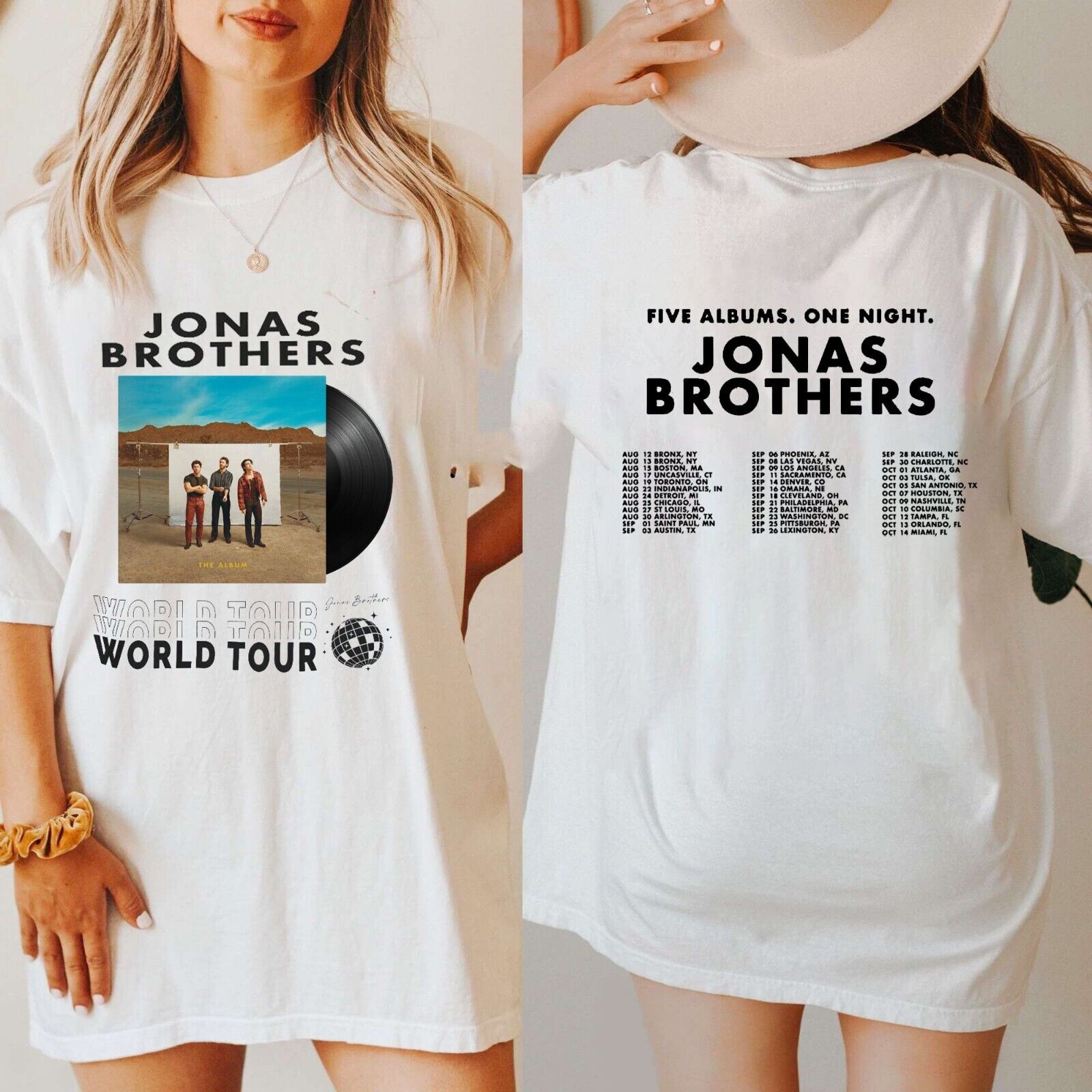 Jonas Brothers Five Albums One Night The Tour 2023 Tee