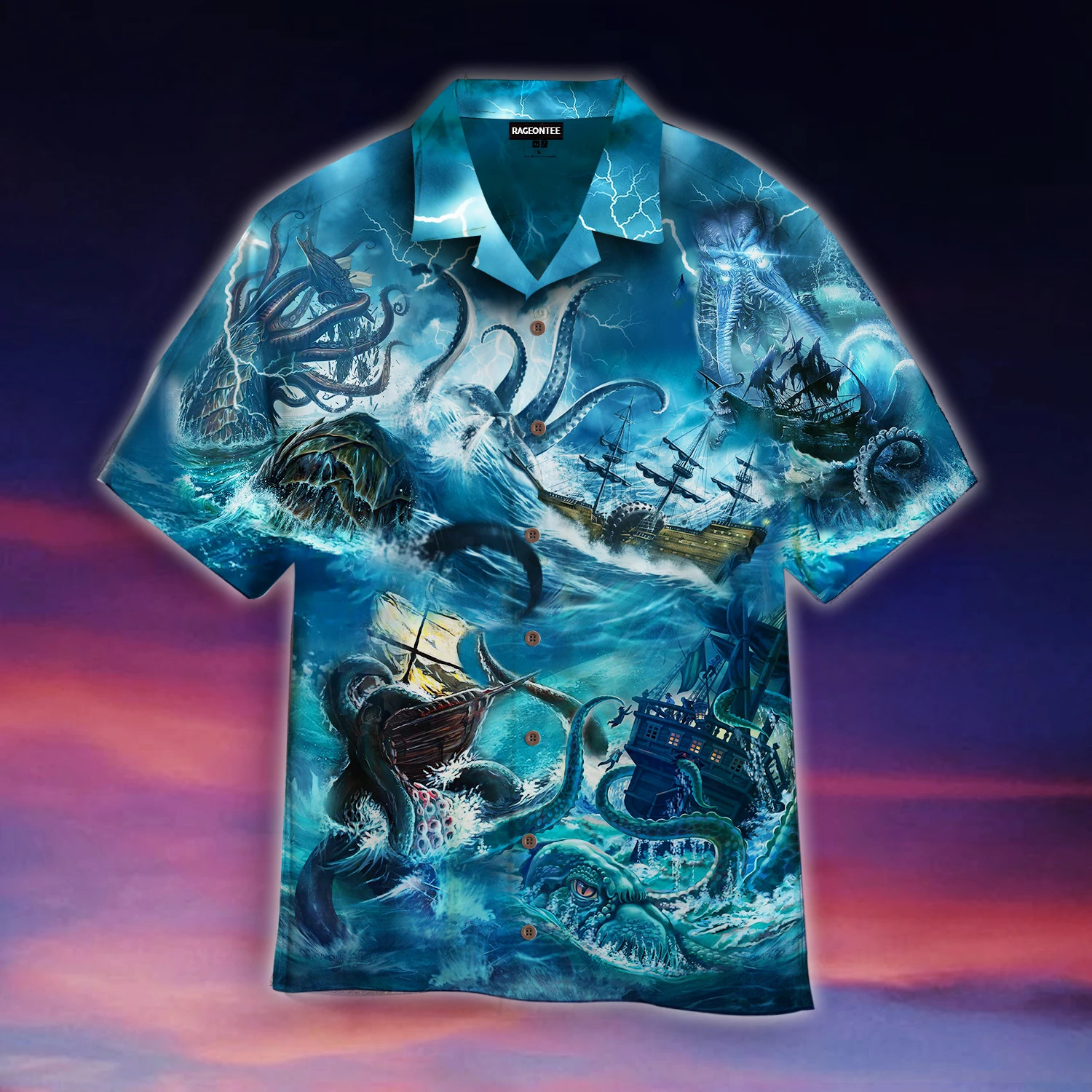 Legend Octopus Attacking The Ship Hawaiian Shirt