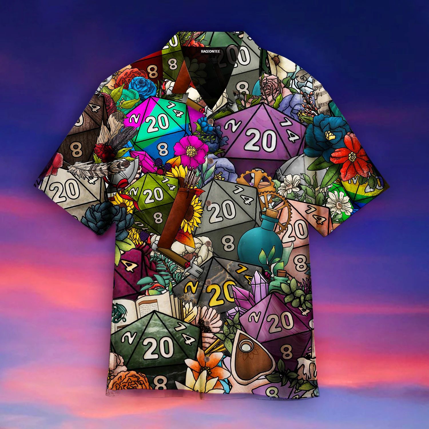 Magic Polyhedral Dice D20 Hawaiian Shirt