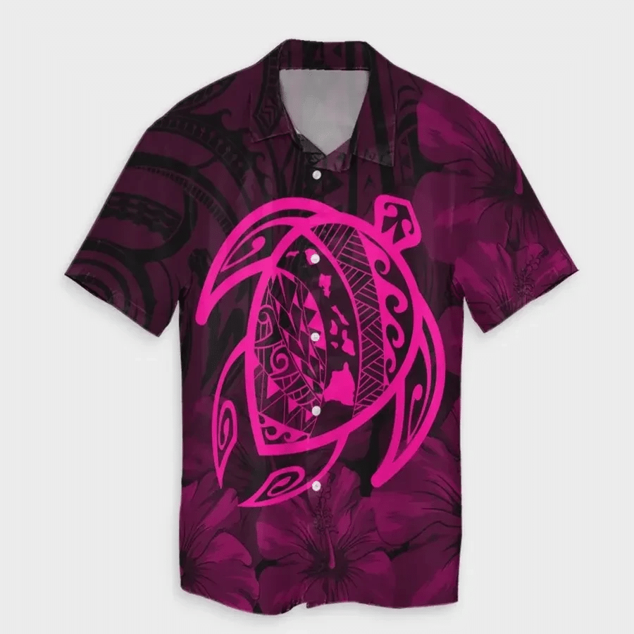 Map Turtle Kanaka Hibiscus Polynesian Hawaiian Shirt
