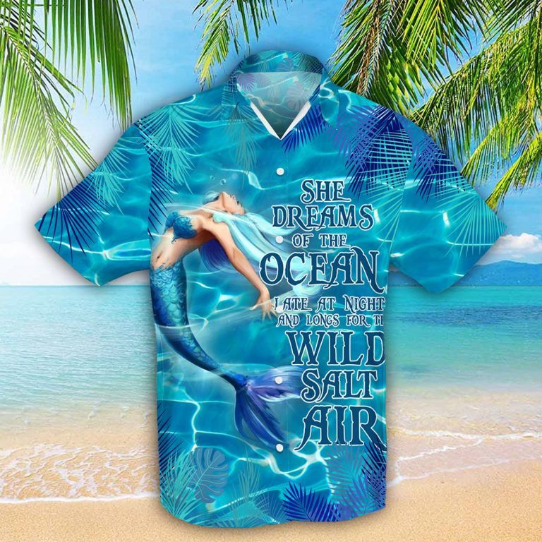 Mermaid She Dreams Of The Ocean Hawaiian Shirt