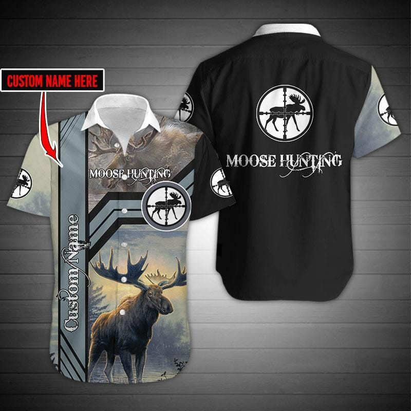 Moose Hunting Custom Name Aloha Hawaiian Shirts