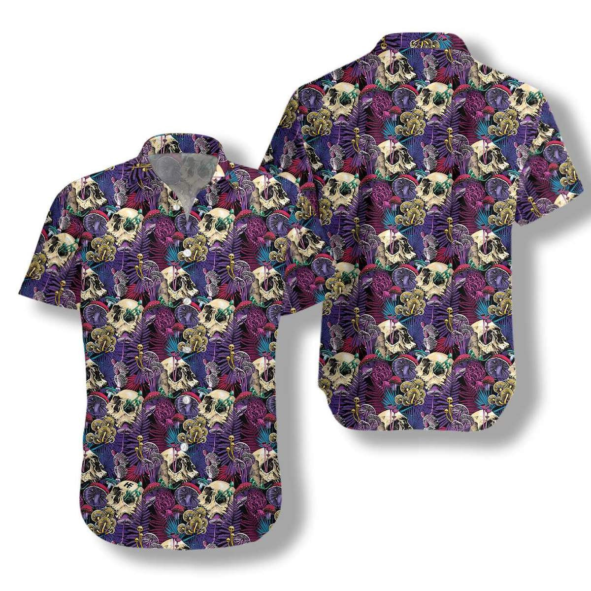 Mushrooms And Skulls Hawaiian Shirt