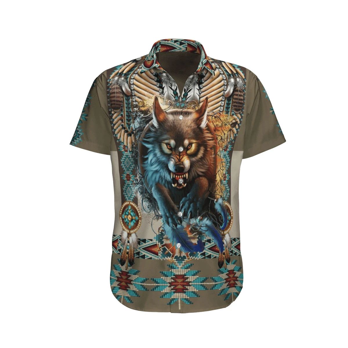 Native American Wolf Hawaiian Shirt