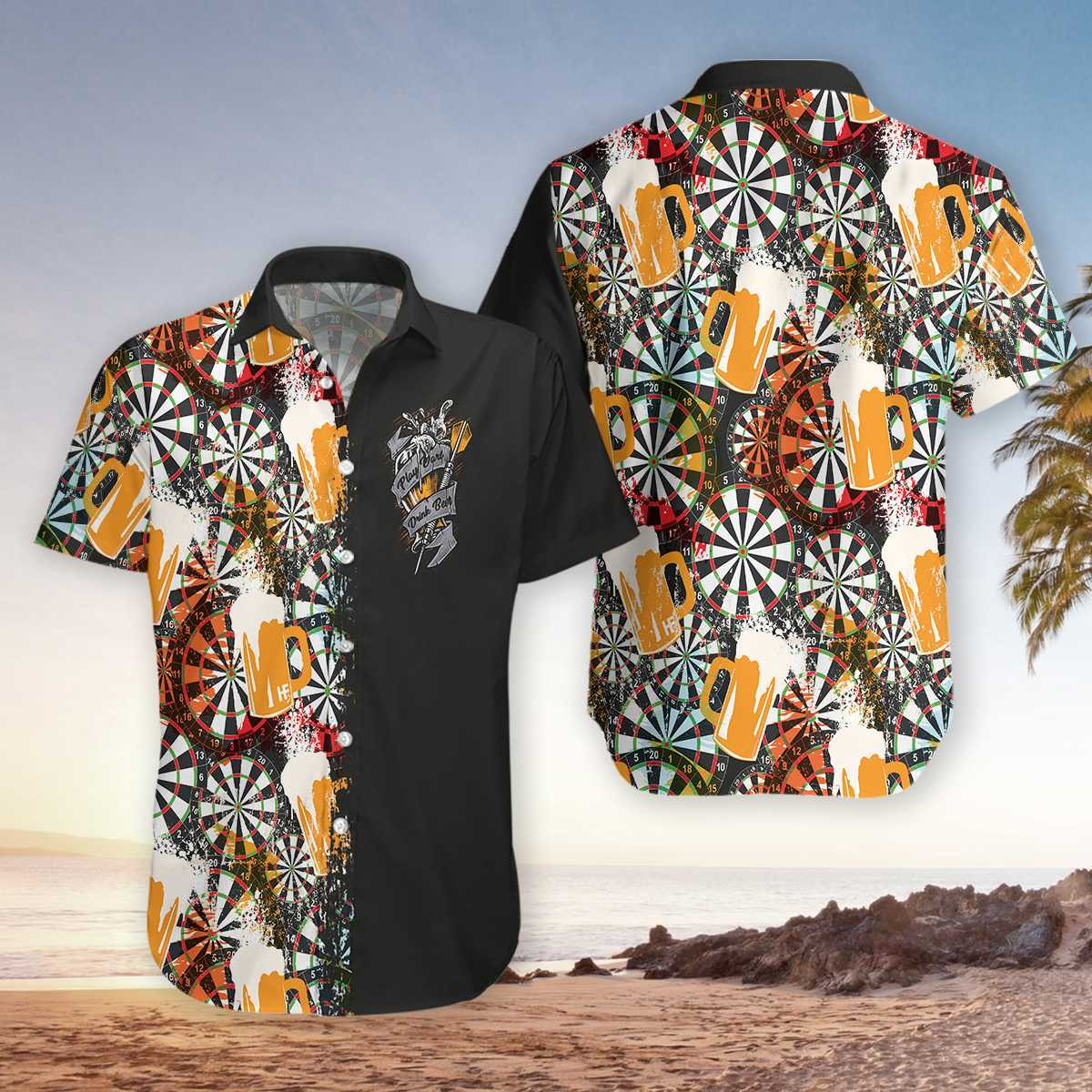 Play Darts With Drink Beer Hawaiian Aloha Shirts