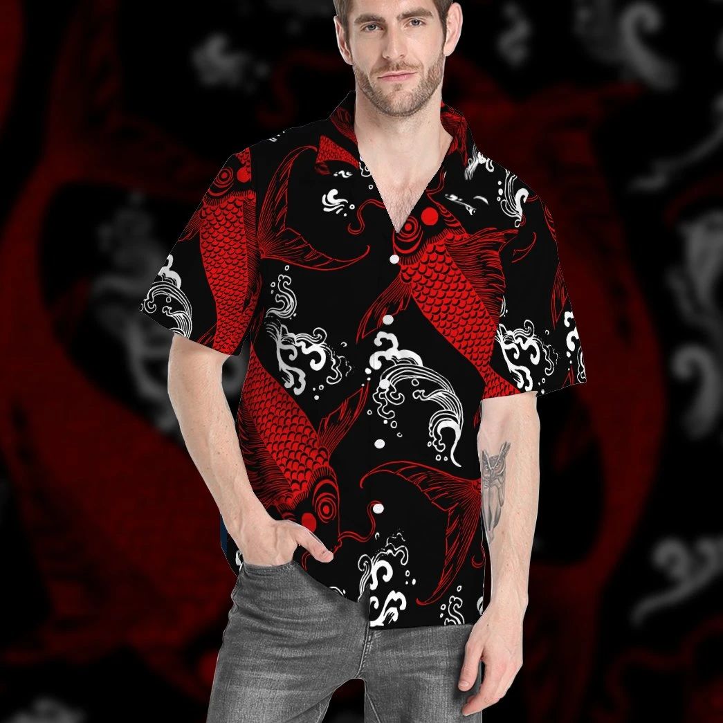 Red Koi Fish Hawaiian Shirt