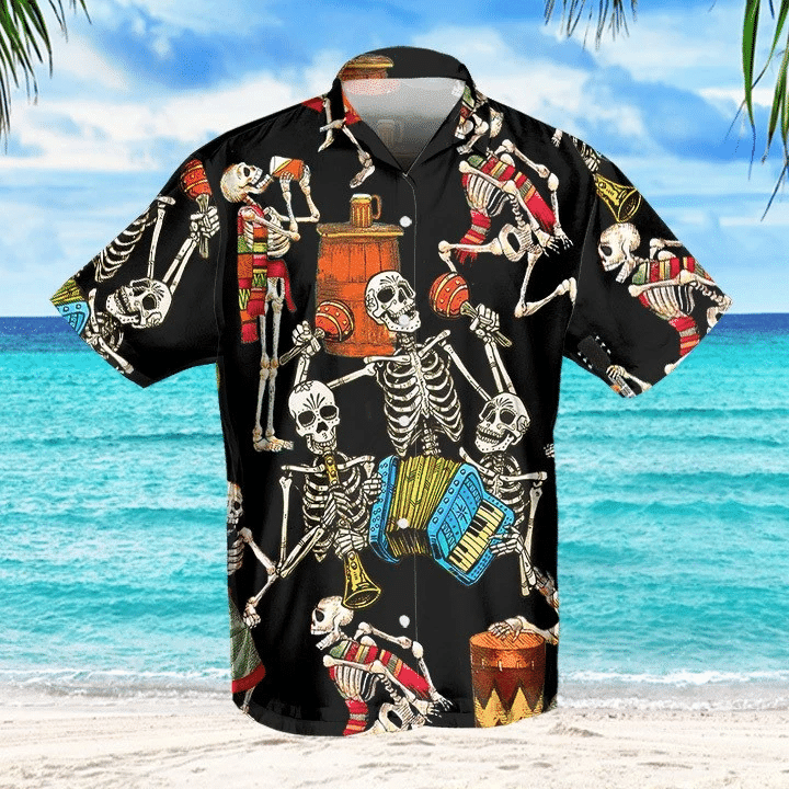 Skeleton Accordion Hawaiian Shirt