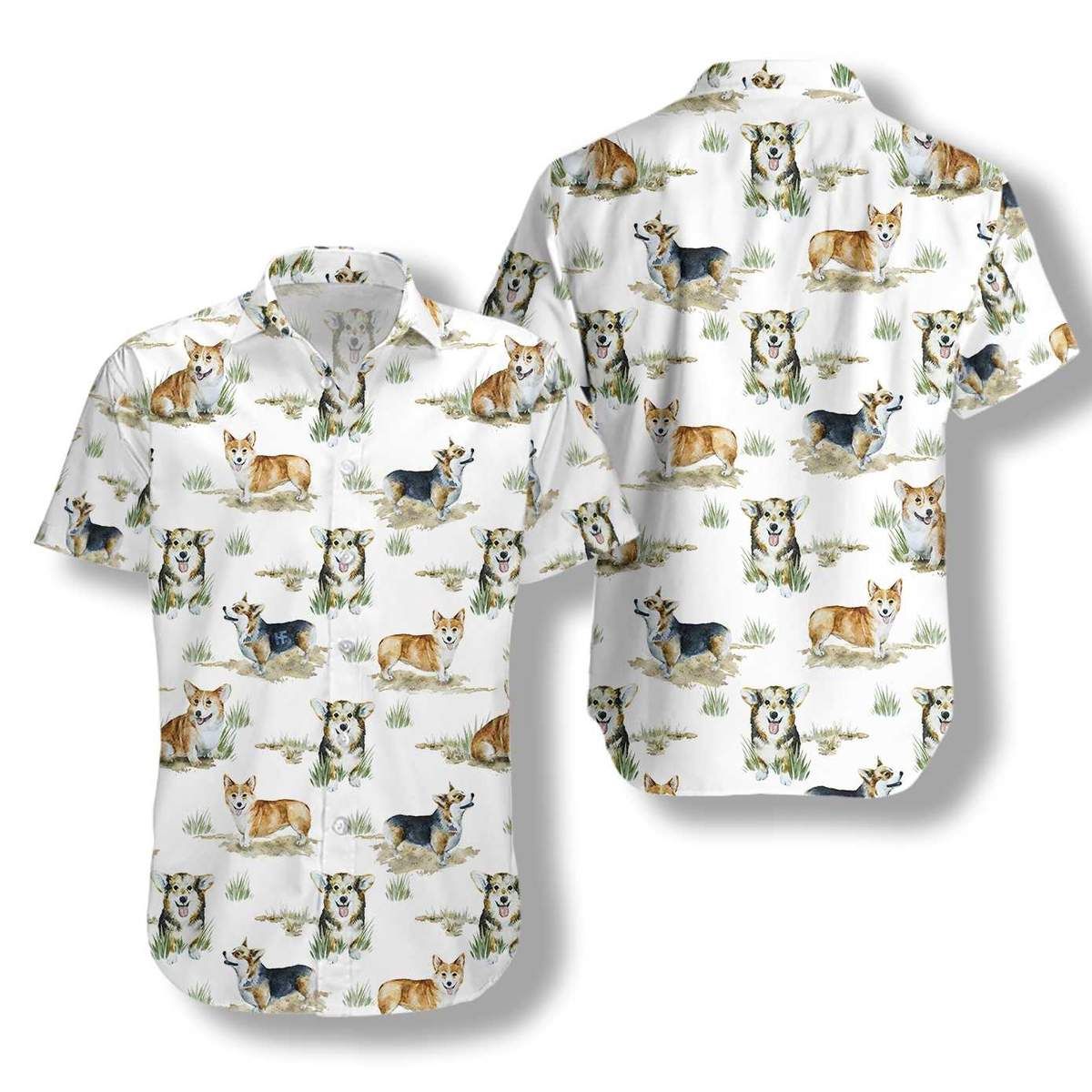 Smiling Corgi Hawaiian Shirt