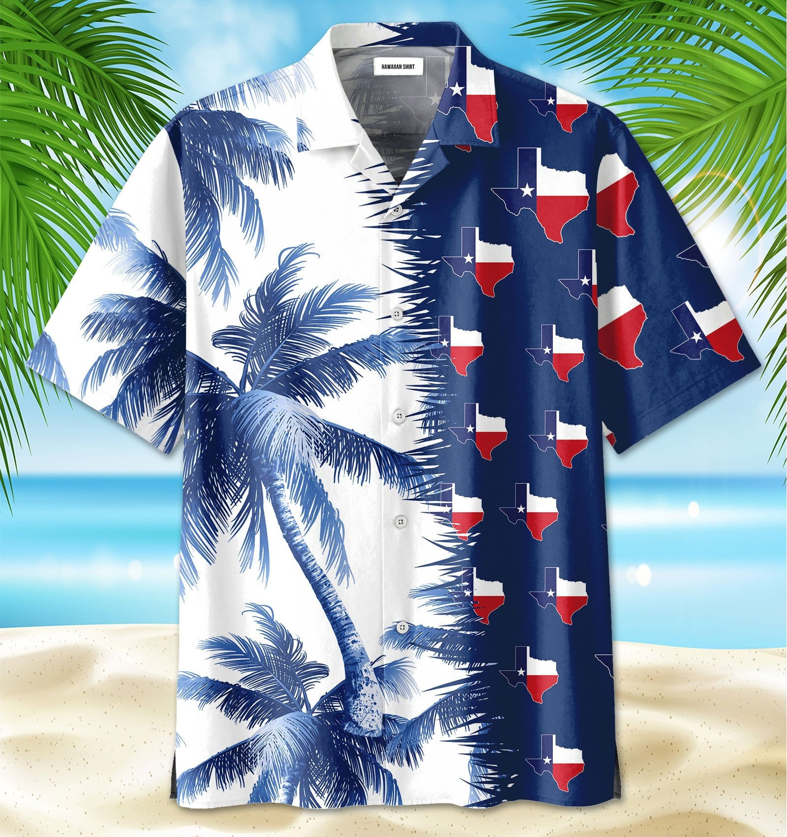 Texas Coconut Palm Tree Unisex Hawaiian Aloha Shirts