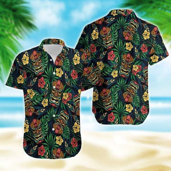 Tiki Tiki Green Tropical Hawaiian Shirt