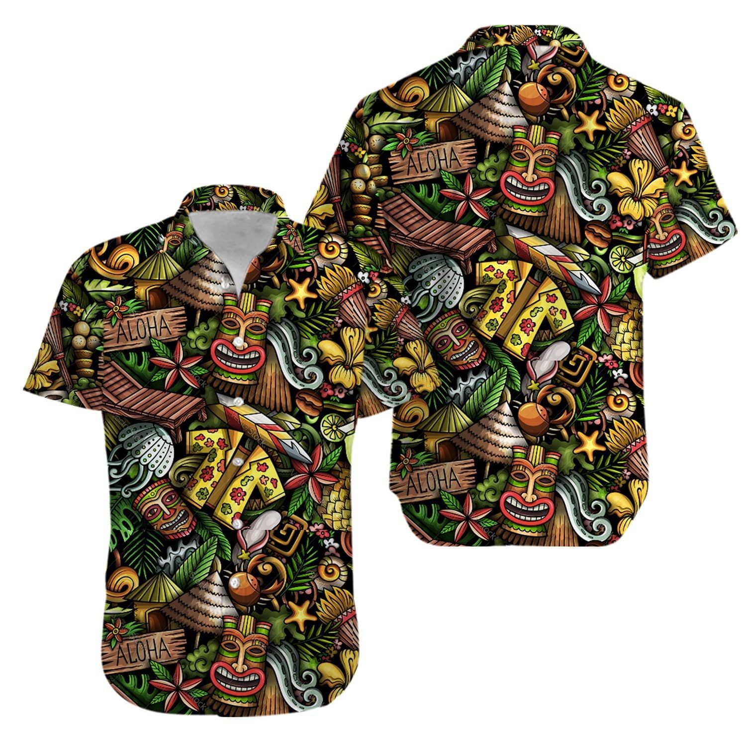 Tiki Tropical Beautiful Aloha Hawaiian Shirts