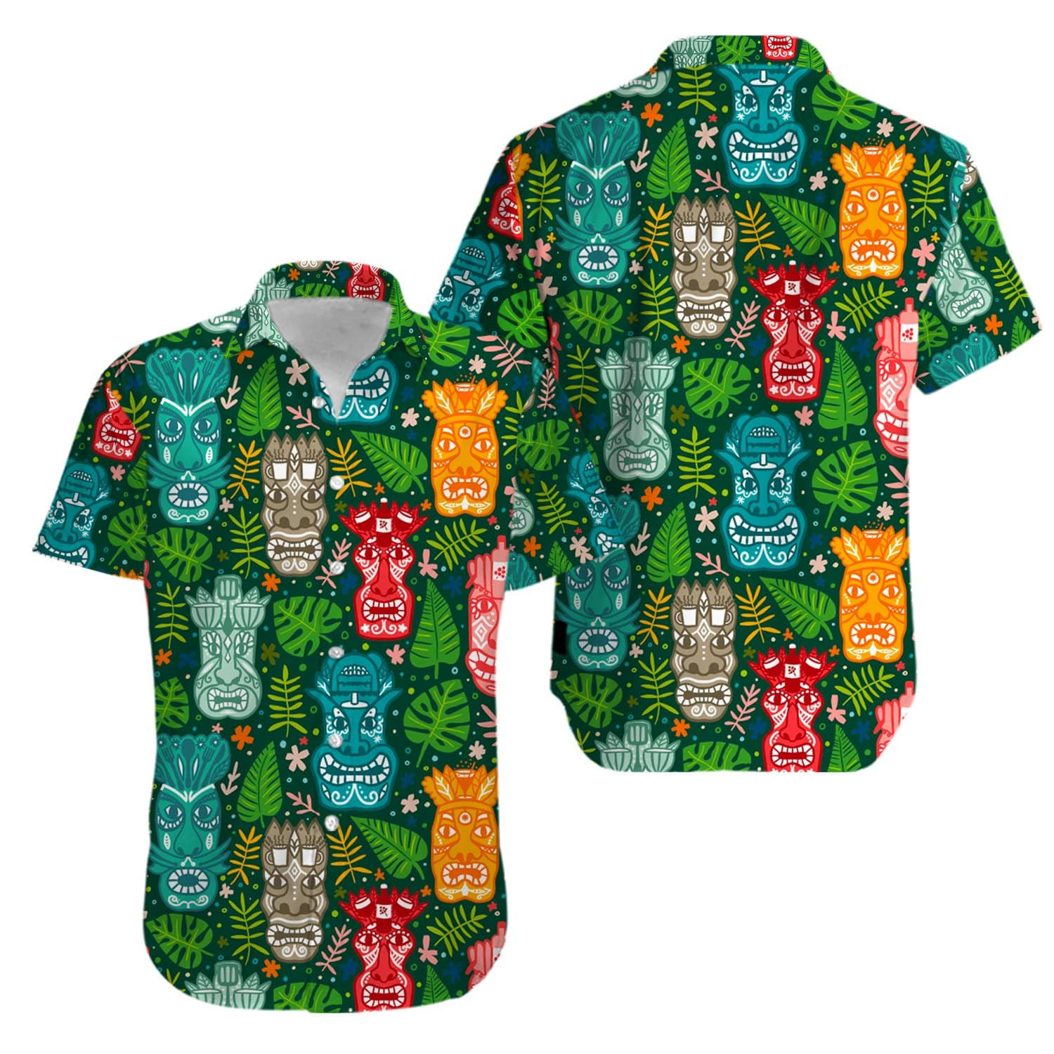 Tiki Tropical Green Aloha Hawaiian Shirts