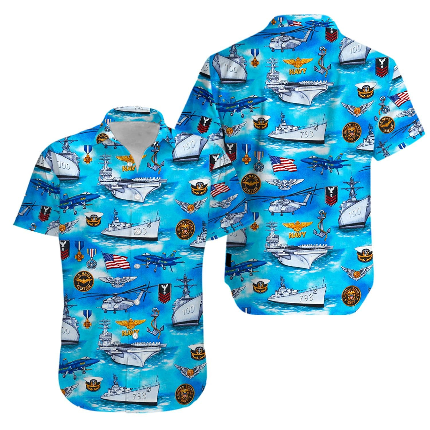 Us Navy Veteran Fourth Of July Hawaiian Shirts