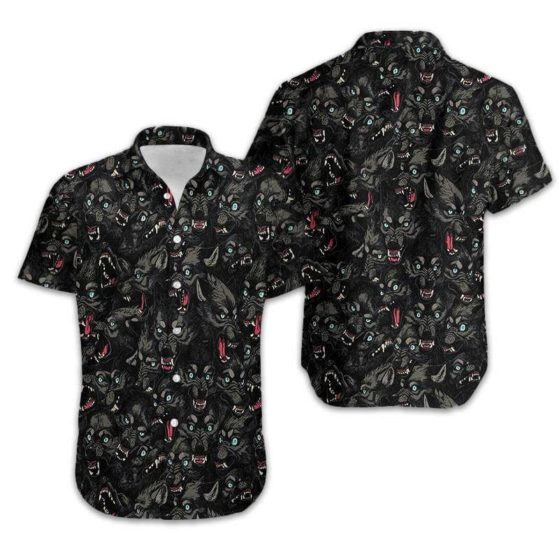 Wolf Pack Pattern Hawaiian Aloha Shirts