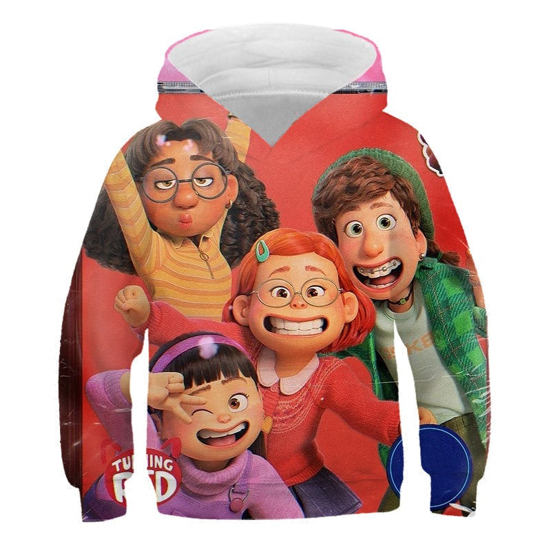 2022 Movie Turning Red Mei Friends 3D Print Hooded Sweatshirt Casual Pullover Hoodie