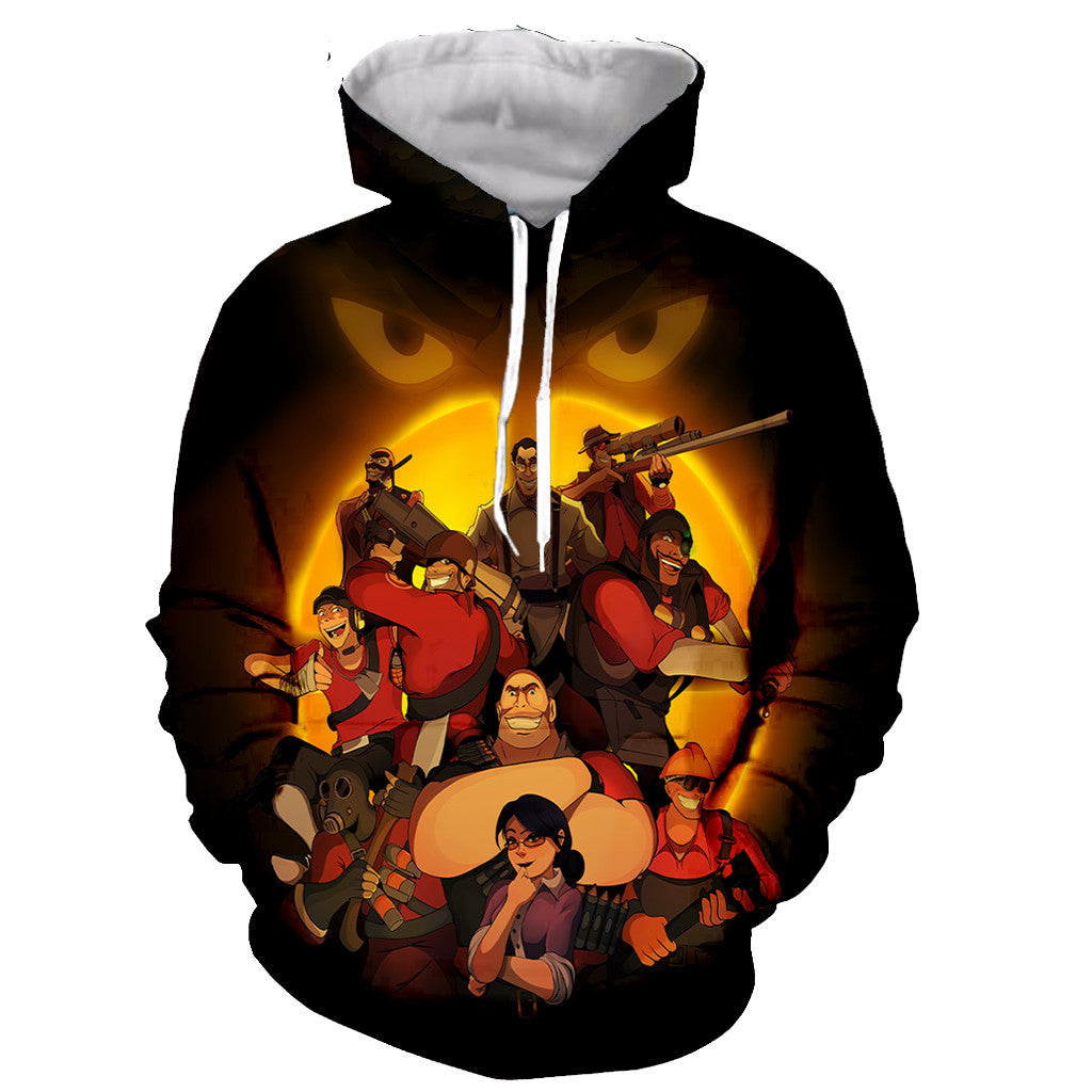 3D Printed Zipper Hoodies - Funny Long Sleeves Team fortress 2 Sweatshirts