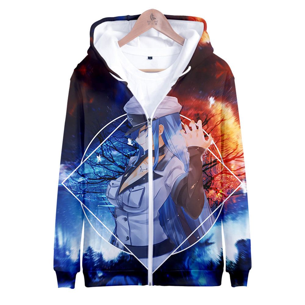 Anime Akame Ga Kill Zipper Hoodies Casual Hooded Streetwear Oversized Jacket