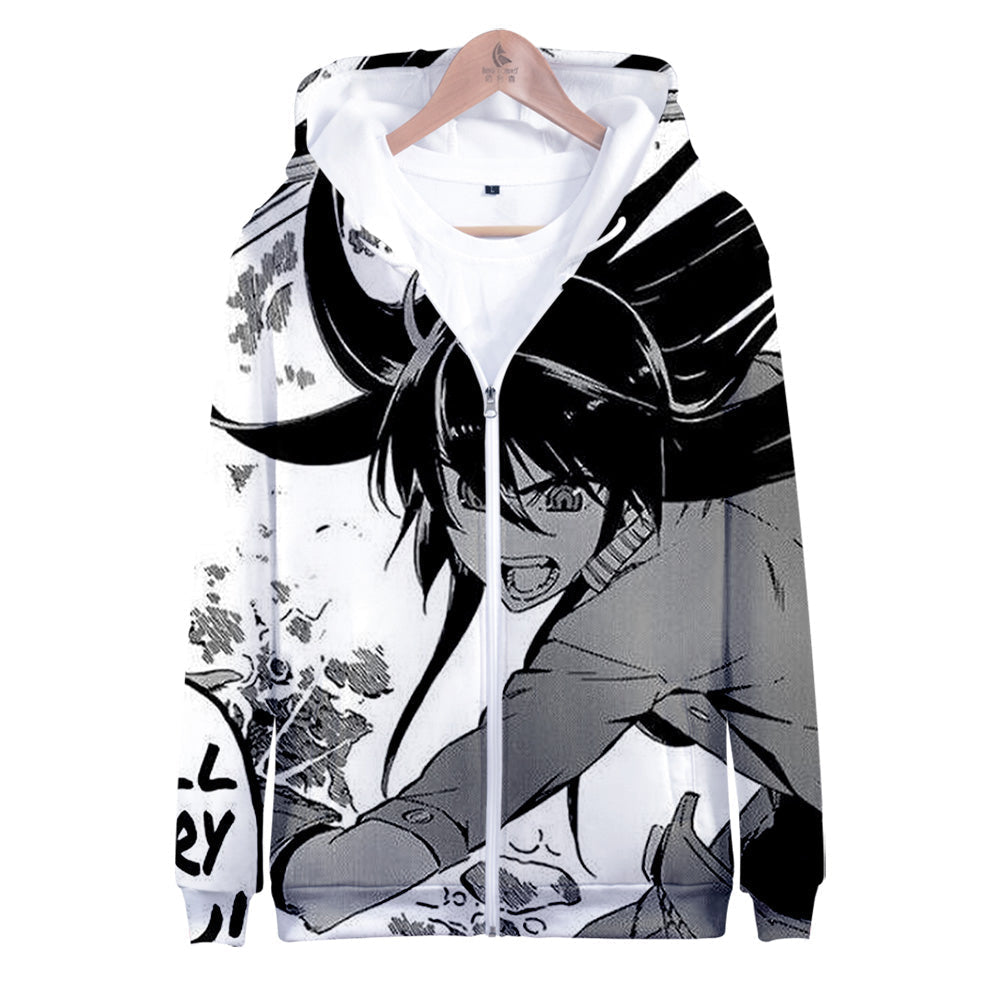 Anime Akame Ga Kill Zipper Hoodies Long Sleeve Hooded Sweatshirt Streetwear Oversized Clothes