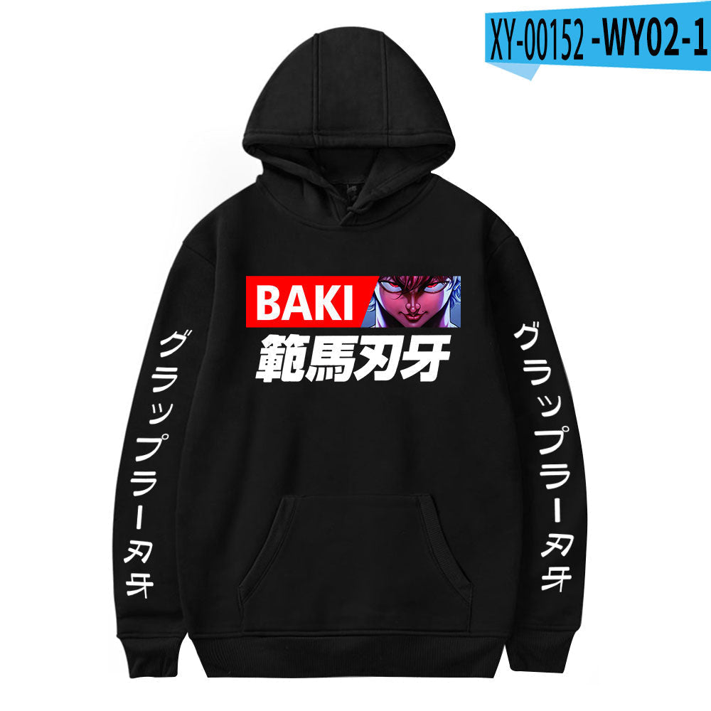 Anime Baki the Grappler Hoodies Harajuku Printed Casual Pullover Hooded Sweatshirt